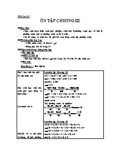 Giáo án Đại số 8 năm học 2007- 2008 Tuần 26 Tiết 54, 55 Ôn tập chương III