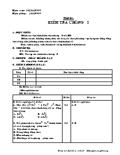 Giáo án Đại số 8 năm học 2007 Tiết 1 Kiểm tra chương I