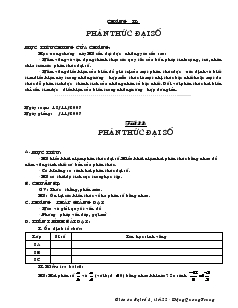 Giáo án Đại số 8 năm học 2007 Tiết 22 Phân thức đại số