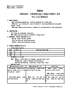 Giáo án Đại số 8 năm học 2007 Tiết 42 Phương trình bậc nhất một ẩn và cách giải