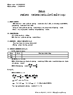 Giáo án Đại số 8 năm học 2007 Tiết 48 Phương trình chứa ẩn ở mẫu (tiếp)