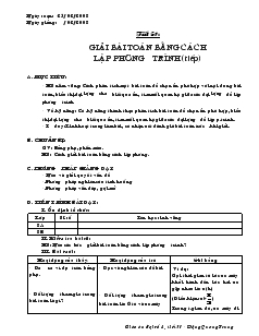 Giáo án Đại số 8 năm học 2007 Tiết 51 Giải bài toán bằng cách lập phương trình (tiếp)