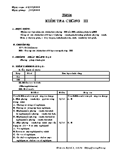 Giáo án Đại số 8 năm học 2007 Tiết 56 Kiểm tra chương III