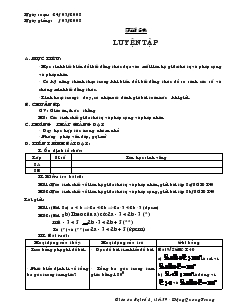 Giáo án Đại số 8 năm học 2007 Tiết 59 Luyện tập