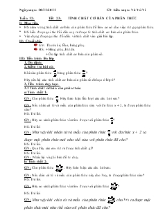 Giáo án Đại số 8 năm học 2011- 2012 Tuần 12 Tiết 23 Tính chất cơ bản của phân thức