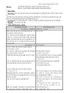 Giáo án Đại số 8 năm học 2012- 2013  Tiết 13 Phân tích đa thức thành nhân tử bằng cách phối hợp nhiều phương pháp