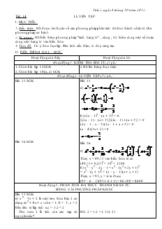 Giáo án Đại số 8 năm học 2012- 2013  Tiết 14 Luyện Tập