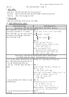 Giáo án Đại số 8 năm học 2012- 2013  Tiết 19 Ôn tập chương 1 (tiết 1)