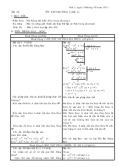 Giáo án Đại số 8 năm học 2012- 2013  Tiết 20 Ôn tập chương I (tiết 2)