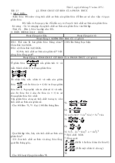 Giáo án Đại số 8 năm học 2012- 2013  Tiết 23 Tính chất cơ bản của phân thức