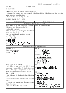 Giáo án Đại số 8 năm học 2012- 2013  Tiết 31 Luyện Tập
