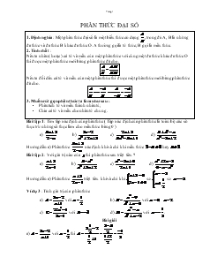 Giáo án Đại số 8 Phân thức đại số
