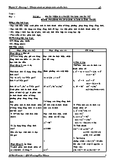 Giáo án Đại số 8 Tiết 10 Phân tích đa thức thành nhân tử bằng phương pháp dùng hằng đẳng thức