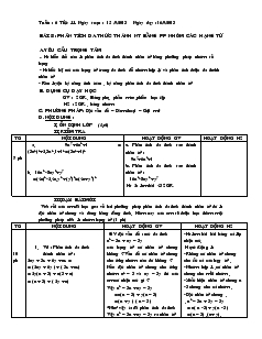 Giáo án Đại số 8 - Tiết 11 - Bài 8: Phân tích đa thức thành nhân tử bằng phương pháp nhóm các hạng tử