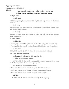 Giáo án Đại số 8 Tiết 13 Bài 9 Phân tích đa thức thành nhân tử bằng cách phối hợp nhiêu phương pháp