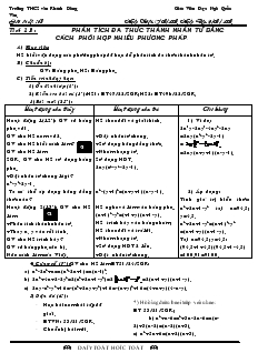 Giáo án Đại số 8 Tiết 13 Phân tích đa thức thành nhân tử bằng cách phối hợp nhiều phương pháp