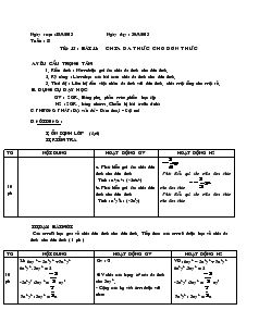 Giáo án Đại số 8 - Tiết 15 - Bài 11: Chia đa thức cho đơn thức