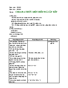 Giáo án Đại số 8 - Tiết 16: Chia đa thức một biến đã sắp xếp