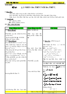 Giáo án Đại số 8 Tiết 2 Bài 2 Nhân đa thức với đa thức