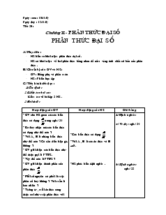 Giáo án Đại số 8 - Tiết 20: Phân thức đại số