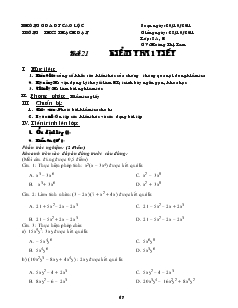 Giáo án Đại số 8 Tiết 21 Kiểm tra 1 tiết