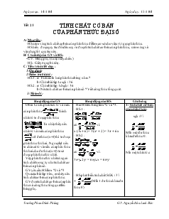 Giáo án Đại số 8 - Tiết 21: Tính chất cơ bản của phân thức đại số