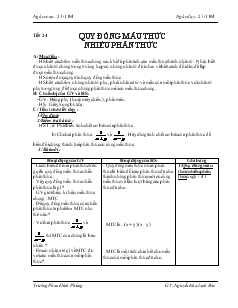 Giáo án Đại số 8 - Tiết 24: Quy đồng mẫu thức nhiều phân thức