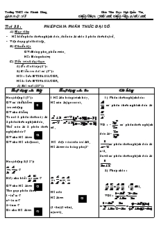 Giáo án Đại số 8 Tiết 33 Phép chia phân thức đại số