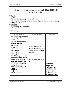 Giáo án Đại số 8 - Tiết 41 - Bài 2: Phương trnh bậc nhất một ẩn và cách giải