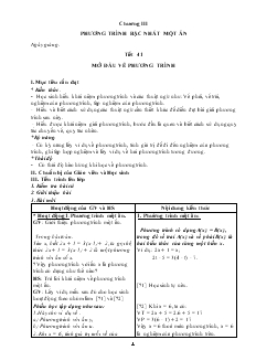 Giáo án Đại số 8 Tiết 41 Mở đầu về phương trình