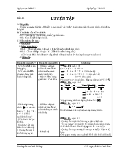 Giáo án Đại số 8 - Tiết 43: Luyện tập