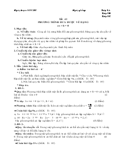 Giáo án Đại số 8 Tiết 43 Phương trình đưa được về dạng ax + b = 0