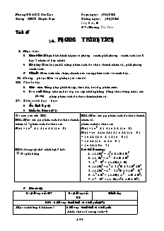 Giáo án Đại số 8 Tiết 45 Phương trình tích