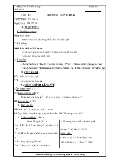 Giáo án Đại số 8 Tiết 45 Phương trình tích