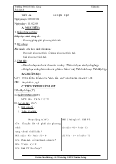 Giáo án Đại số 8 Tiết 46 Luyện Tập