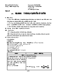 Giáo án Đại số 8 Tiết 47 Phương trình chứa ẩn ở mẫu