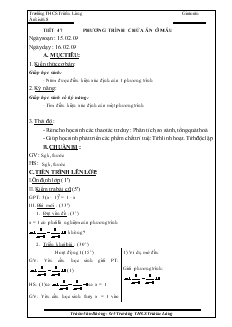 Giáo án Đại số 8 Tiết 47 Phương trình chứa ẩn ở mẫu