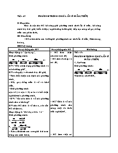Giáo án Đại số 8 Tiết 47 Phương trình chứa ẩn ở mẫu (tiếp)