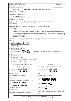 Giáo án Đại số 8 Tiêt 48 Phương trình chứa ẩn ở mẫu