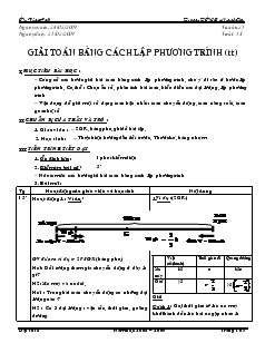 Giáo án Đại số 8 Tiết 53 Giải toán bằng cách lập phương trình (tiếp)