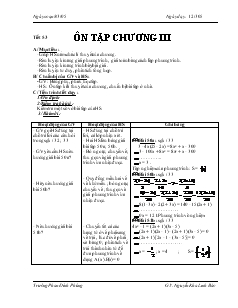 Giáo án Đại số 8 - Tiết 53: Ôn tập chương III