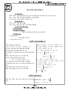 Giáo án Đại số 8 Tiết 54 Ôn tập chương I