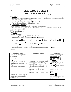 Giáo án Đại số 8 - Tiết 61: Bất phương trình bậc nhất một ẩn (tiếp)