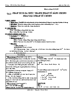 Giáo án Đại số 8 Tiết 9 Phân tích đa thức thành nhân tử bằng phương pháp đặt nhân tử chung