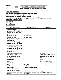 Giáo án Đại số 8 Tiết 9 Phân tích đa thức thành nhân tử bằng phương pháp đặt nhân tử chung