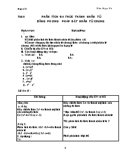 Giáo án Đại số 8 Tiết 9 Phân tích đa thức thành nhân tử bằng phương pháp đặt nhân tử chung