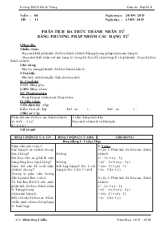 Giáo án Đại số 8 - Trường THCS ĐạK’ Nông - Phân tích đa thức thành nhân tử bằng phương pháp nhóm các hạng tử