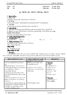Giáo án Đại số 8 - Trường THCS ĐạK’ Nông - Tiết 2: Nhân đa thức với đa thức