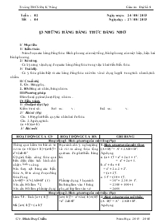 Giáo án Đại số 8 - Trường THCS ĐạK’ Nông - Tiét 4 - Bài 3: Những hằng đẳng thức đáng nhớ