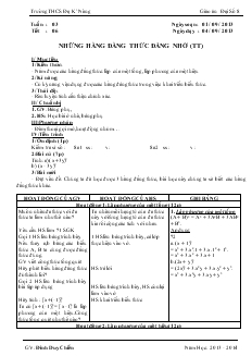 Giáo án Đại số 8 - Trường THCS ĐạK’ Nông - Tiết 6: Những hằng đẳng thức đáng nhớ (tiếp)